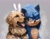 Size: 2048x1616 | Tagged: safe, artist:sadwe_96, ozzy the dog, sonic the hedgehog, dog, sonic the hedgehog (2020), 2024, duo, lineless, literal animal, looking at them, looking offscreen, smile, standing, v sign, wink