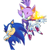 Size: 752x800 | Tagged: safe, artist:supsross, blaze the cat, sonic the hedgehog, cat, hedgehog, female, fire, male