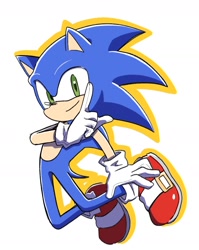 Size: 1118x1402 | Tagged: safe, artist:oudooooon427, sonic the hedgehog, full body, simple background, smile, solo, white background