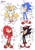 Size: 1450x2048 | Tagged: safe, artist:oudooooon427, knuckles the echidna, miles "tails" prower, shadow the hedgehog, sonic the hedgehog, color guide, group, japanese text, simple background, standing, white background