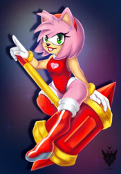 Size: 896x1280 | Tagged: safe, artist:sokoldraw, amy rose, piko piko hammer, solo