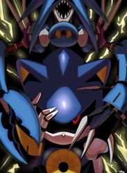 Size: 730x1000 | Tagged: safe, artist:umerouge, metal overlord, metal sonic, duo, hand on own face, looking at viewer, robot, self paradox, super form