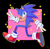 Size: 1562x1535 | Tagged: safe, artist:zeemy-wah, sonic the hedgehog, abstract background, blushing, double v sign, looking at viewer, looking back, looking back at viewer, orange outline, outline, ring, signature, smile, smiling at viewer, solo, star (symbol), treads, v sign
