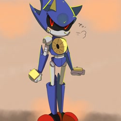 Size: 1280x1280 | Tagged: safe, artist:umerouge, metal sonic, japanese text, robot, solo, standing