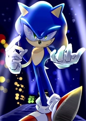 Size: 1451x2048 | Tagged: safe, artist:aohari251, sonic the hedgehog, full body, smile, solo, standing