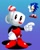 Size: 1652x2048 | Tagged: safe, artist:defaultp3rson, 2025, barely sonic related, classic style, crossover, cuphead, gradient background, hand on hip, lineless, looking at viewer, pointing, reference inset, shadow (lighting), signature, simple background, smile, solo