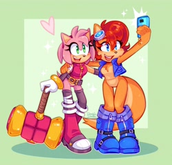 Size: 4096x3922 | Tagged: safe, artist:danielasdoodles, amy rose, sally acorn, kangaroo, species swap