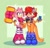 Size: 4096x3922 | Tagged: safe, artist:danielasdoodles, amy rose, nicole the hololynx, sally acorn, hedgehog, female, kangaroo, species swap, trio