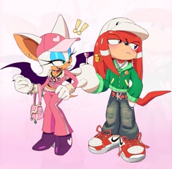 Size: 749x738 | Tagged: safe, artist:chaosc0ntr0l, knuckles the echidna, rouge the bat, bat, echidna, clothes, duo, fully clothed