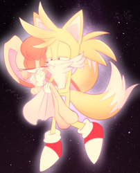 Size: 2736x3378 | Tagged: safe, artist:luckyclau, cream the rabbit, miles "tails" prower, super tails, shipping, super form, taiream