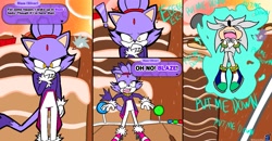 Size: 1525x792 | Tagged: safe, artist:xerexkai, blaze the cat, silver the hedgehog, mind swap
