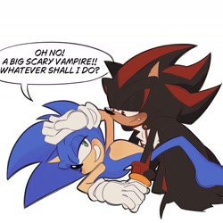 Size: 1742x1741 | Tagged: safe, artist:tenderandmilder, shadow the hedgehog, sonic the hedgehog, shadow x sonic, shipping