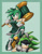 Size: 1602x2048 | Tagged: safe, artist:viciousbutprecious, amy rose, surge the tenrec, color swap, duo, frown, green amy, green background, piko piko hammer, simple background, smile, solo, standing on them