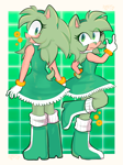 Size: 1535x2048 | Tagged: safe, artist:azriielos, amy rose, 2025, border, color swap, green amy, green background, simple background, solo