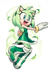 Size: 1172x1672 | Tagged: safe, artist:kiioki11, amy rose, 2025, color swap, green amy, simple background, smile, solo, white background