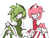 Size: 1600x1200 | Tagged: safe, artist:toki504, amy rose, 2025, color swap, duo, green amy, self paradox, simple background, sitting, white background, wink