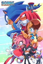 Size: 1439x2160 | Tagged: safe, artist:droffagner, amy rose, knuckles the echidna, miles "tails" prower, rouge the bat, sally acorn, shadow the hedgehog, sonic the hedgehog
