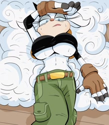 Size: 1792x2048 | Tagged: suggestive, artist:chunkiroll, lanolin the sheep, sweat, underboob