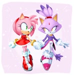 Size: 1158x1170 | Tagged: safe, artist:drawchill_s, amy rose, blaze the cat