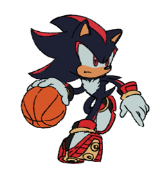 Size: 569x607 | Tagged: safe, artist:amanotoo, shadow the hedgehog, 2024, basketball, redraw, simple background, solo, white background