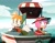 Size: 1999x1559 | Tagged: safe, artist:specterpie, amy rose, miles "tails" prower, fox, hedgehog, 2025, amy's halterneck dress, blue eyes, boat, daytime, duo, eyelashes, female, green eyes, hat, life jacket, looking at each other, male, open mouth, open smile, outdoors, sea, talking, vehicle, water, white gloves