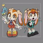 Size: 1467x1467 | Tagged: safe, artist:mel_magenta, cheese (chao), cream the rabbit, cosplay, hatsune miku