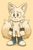 Size: 1024x1536 | Tagged: safe, ai art, miles "tails" prower, arctic fox, blue shoes, frown, gloves off, male, simple background, solo, species swap