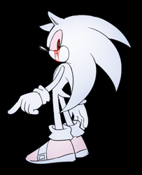 Size: 598x735 | Tagged: safe, artist:rodka_sth, sonic the hedgehog, 2025, black background, bleeding from eyes, blood, monochrome, simple background, solo, standing