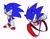 Size: 1256x992 | Tagged: safe, artist:rodka_sth, sonic the hedgehog, 2024, classic sonic, classic sonic (universe), running, simple background, solo, standing, super peel-out, white background