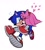 Size: 1096x1231 | Tagged: safe, artist:rodka_sth, amy rose, sonic the hedgehog, 2024, amy x sonic, carrying them, duo, heart, kiss, kiss on cheek, running, shipping, simple background, straight, treads, white background