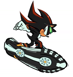 Size: 1384x1453 | Tagged: safe, artist:rodka_sth, shadow the hedgehog, 2024, extreme gear, riders outfit, simple background, solo, sonic riders, white background