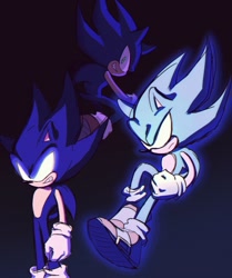 Size: 1436x1715 | Tagged: safe, artist:rodka_sth, sonic the hedgehog, sonic x, 2024, dark form, dark sonic, gradient background, grin, simple background, smile, standing