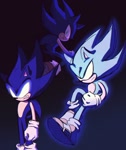 Size: 1436x1715 | Tagged: safe, artist:rodka_sth, sonic the hedgehog, sonic x, 2024, dark form, dark sonic, gradient background, grin, simple background, smile, standing