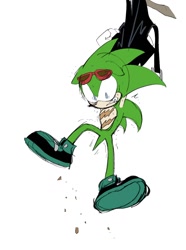 Size: 986x1328 | Tagged: safe, artist:rodka_sth, scourge the hedgehog, 2023, clenched teeth, scared, simple background, solo, white background