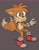 Size: 2442x3147 | Tagged: safe, artist:yulayumeno, miles "tails" prower, 2022, blushing, floppy ears, grey background, looking offscreen, male, mouth open, signature, simple background, sitting, solo, surprised, sweatdrop