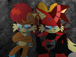 Size: 4000x3000 | Tagged: safe, artist:fartist2020, fiona fox, sally acorn, bruise