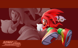 Size: 2048x1280 | Tagged: safe, artist:sonicridersrevo, knuckles the echidna, 2023, 3d, clenched fists, echo background, smile, smiling at viewer, solo, sonic riders, sonic riders evo, wallpaper