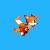 Size: 150x150 | Tagged: safe, artist:deltaconduit, miles "tails" prower, fox, sonic the hedgehog (1991), 2023, animated, blue background, classic sonic (universe), classic tails, clenched fists, gif, infinite loop, looking ahead, looking offscreen, male, pixel art, simple background, solo, spinning tails, sprinting, sprite, style emulation