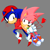 Size: 1070x1070 | Tagged: safe, artist:allysonvalley, amy rose, sonic the hedgehog, hedgehog, sonic cd, 2025, alternate outfit, backwards cap, cap, classic amy, classic sonic, classic sonic (universe), classic style, clothes, duo, female, frown, gender swap, grey background, hat, heart, male, shirt, signature, simple background, smile, sonique the hedgehog
