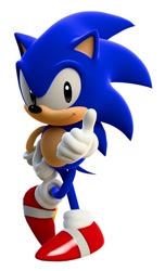 Size: 656x1079 | Tagged: safe, artist:theinvalidfile, sonic the hedgehog, 2025, 3d, classic sonic, hand on hip, looking at viewer, simple background, smile, smiling at viewer, solo, standing, thumbs up, white background
