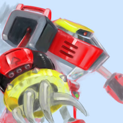 Size: 500x500 | Tagged: safe, artist:manaita, e-123 omega, 2007, grey background, lineless, looking offscreen, robot, side view, simple background, solo