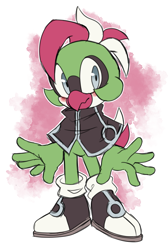 Size: 1517x2263 | Tagged: safe, artist:skyway-sky, oc, oc:vale the parrot, bird, 2022, ambiguous gender, black shoes, blushing, boots, clothes, cute, looking at viewer, oc only, ocbetes, outline, parrot, poncho, smile, smiling at viewer, solo