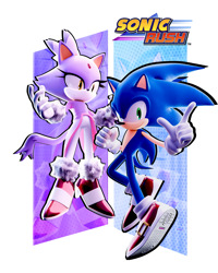 Size: 2323x2904 | Tagged: safe, artist:clubpz83, artist:ericelreposteador, artist:strawberii, blaze the cat, sonic the hedgehog, 3d, absurd res, duo, sonic rush