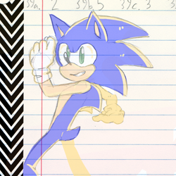 Size: 1000x1000 | Tagged: safe, artist:surlifen, sonic the hedgehog, 2017, smile, solo, traditional media