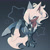 Size: 1690x1702 | Tagged: safe, artist:kosmo2k1, whisper the wolf, wolf, 2025, blushing, eyes closed, female, frown, gradient background, hair over one eye, one fang, shoes off, solo, star (symbol)