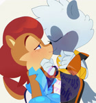 Size: 1280x1372 | Tagged: safe, artist:cerberustheterrible, sally acorn, tangle the lemur, 2025, blushing, cute, duo, hand under chin, lesbian, obtrusive watermark, sallabetes, shipping, simple background, smile, tangabetes, tangally, watermark, white background
