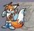 Size: 1692x1528 | Tagged: safe, artist:jojoleafy1234, miles "tails" prower, fox, 2025, aged up, arm fluff, blue shoes, boots, ear fluff, fur markings, hands behind back, looking offscreen, male, older, smile, solo, teenager