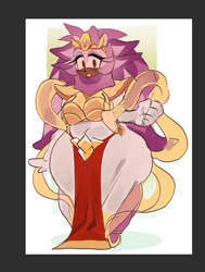 Size: 840x1109 | Tagged: safe, artist:chunkycrocs, artist:t0yhaunt, queen aleena, hedgehog, 2024, clothes, crown, dress, looking at viewer, smile, smiling at viewer, solo, standing