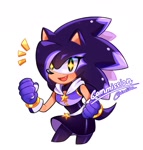Size: 1240x1300 | Tagged: safe, artist:einelitas, oc, oc:star the hedgehog, hedgehog, 2024, clenched fists, fankid, magical gay spawn, oc only, one fang, parent:shadow, parent:sonic, parents:sonadow, simple background, smile, smiling at viewer, solo, standing, white background