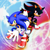 Size: 3840x3840 | Tagged: safe, artist:dokatzo, artist:hunicrio, shadow the hedgehog, sonic the hedgehog, hedgehog, sonic adventure 2, 2025, 3d, abstract background, absurd res, duo, frown, gay, looking at viewer, male, redraw, shadow x sonic, shipping, smile, smiling at viewer, soap shoes